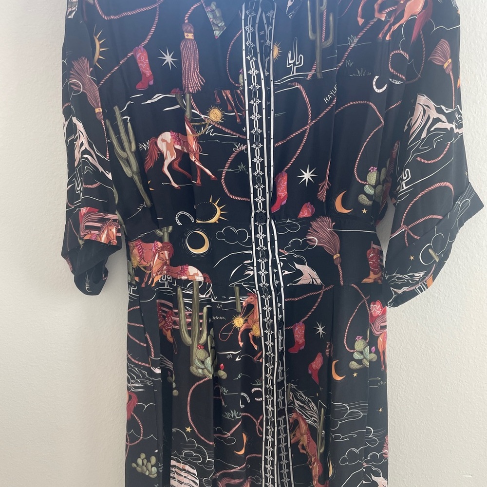 Chic Black and Red Patterned Mini Dress cowgirl western print Hayley Menzies s